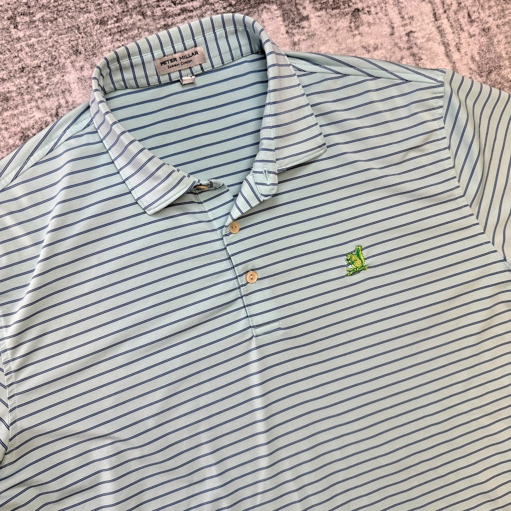 Peter Millar Polo Shirt Men Large Country Club Brookline Summer Comfort Striped